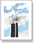 Twin Birds On Poles